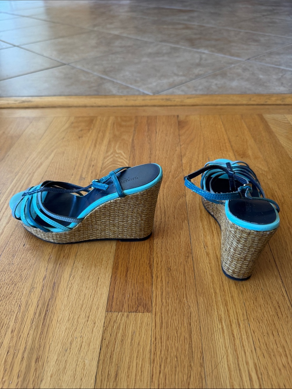 Christian Siriano Turquoise Wedge Sandals